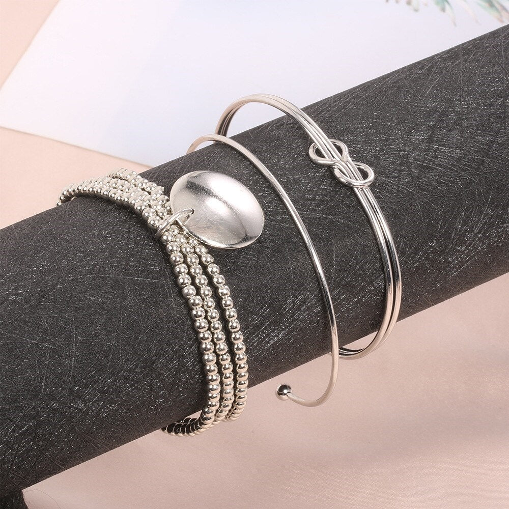 3- teiliges Armbandset silberfarben