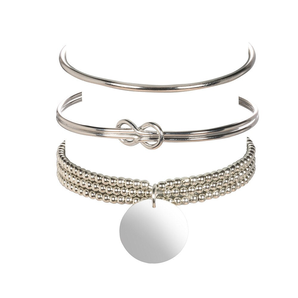 3- teiliges Armbandset silberfarben