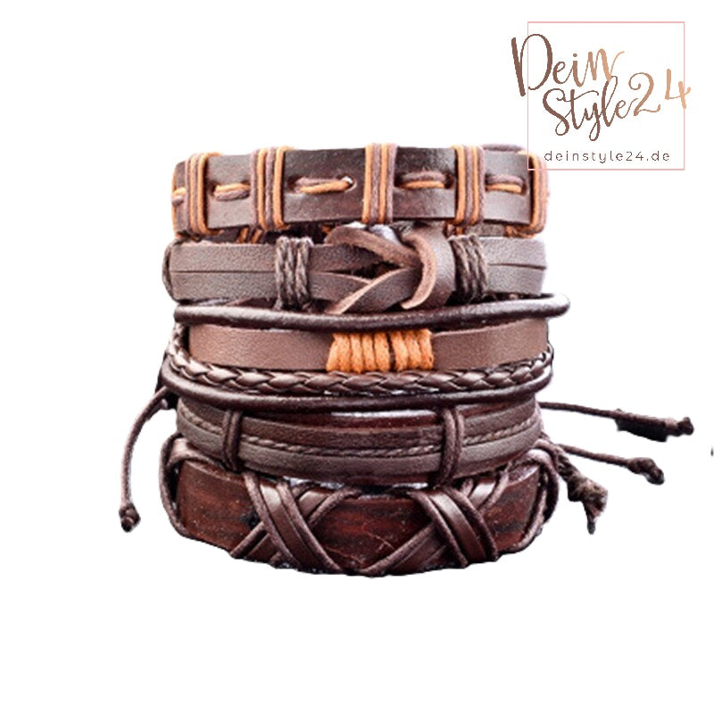 5- teiliges Armband Set Männer braun verschiedene Designs
