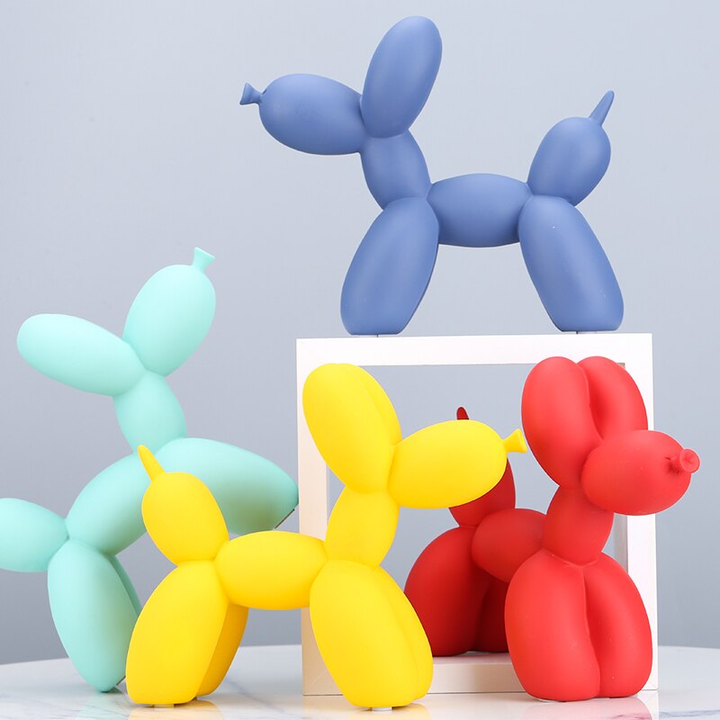 Ballonhund Statue schwarz matt Kunstharz Figur