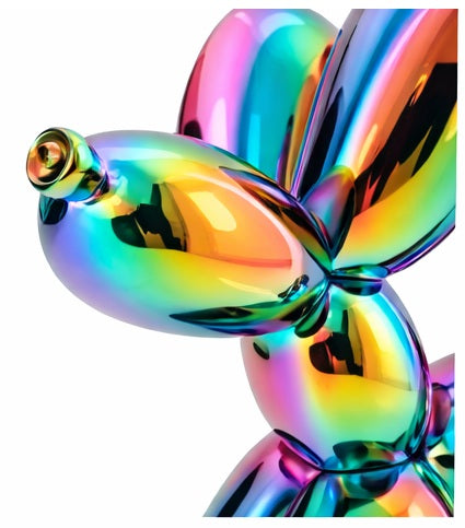 Ballonhund Skulptur Neon-Chrome 11 cm – Moderne Dekofigur aus Kunstharz