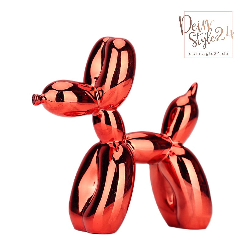 Ballonhund Statue Rot glänzend Skulptur Hund Kunst Figur