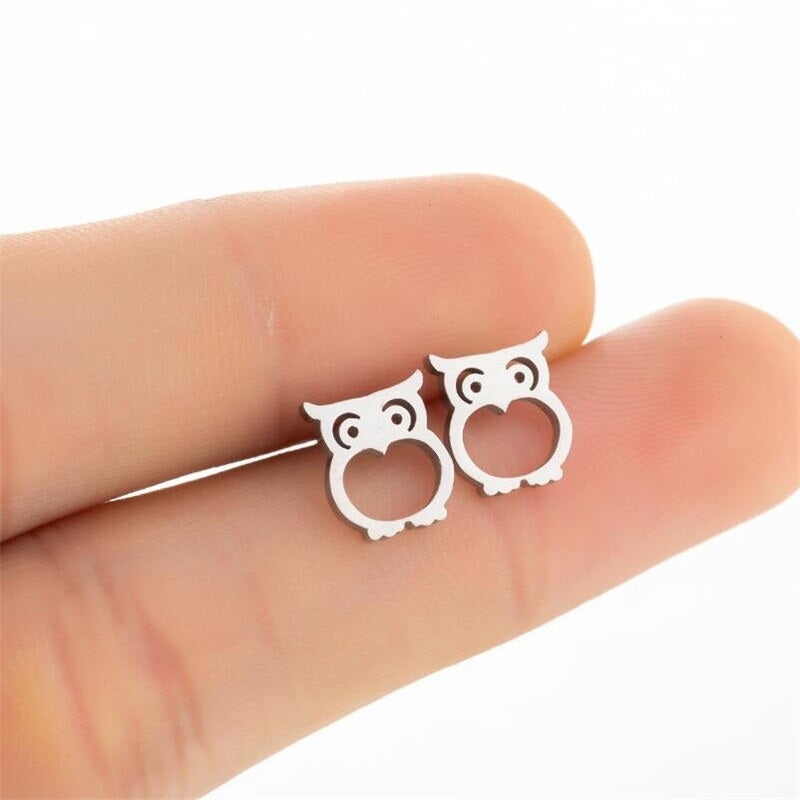 Ohrstecker Eule Tier Ohrring silber owl