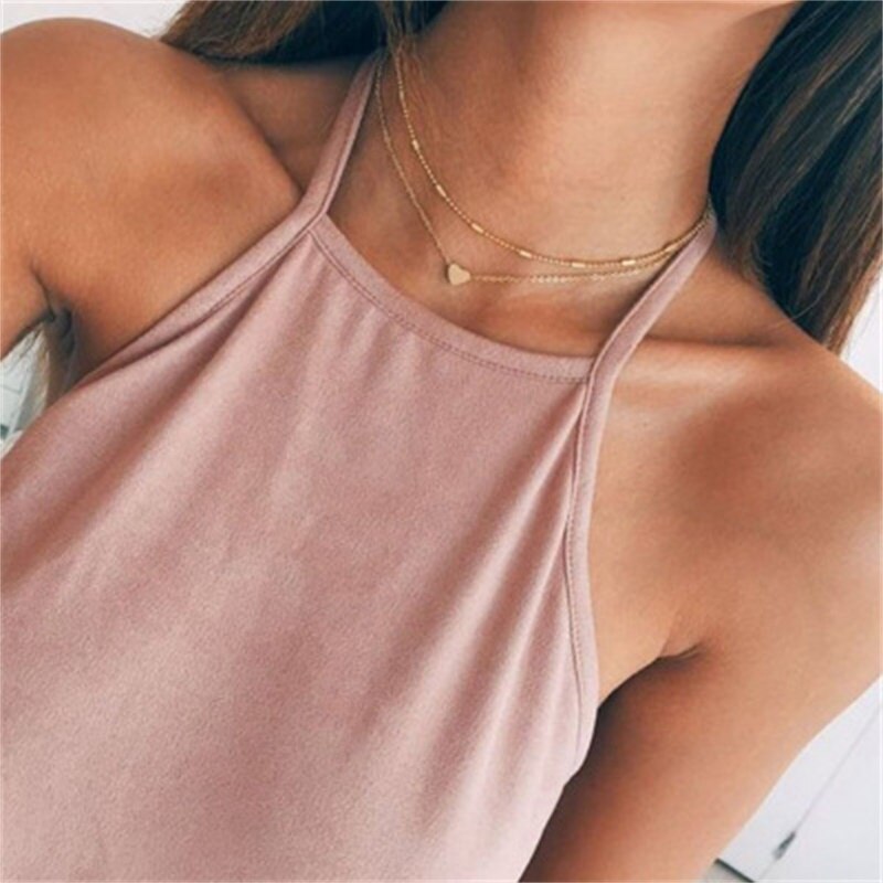 Layering Halskette mit Herzanhänger gold
