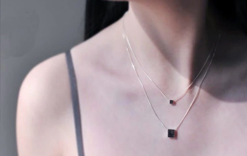 Layering Halskette mit Viereckanhänger