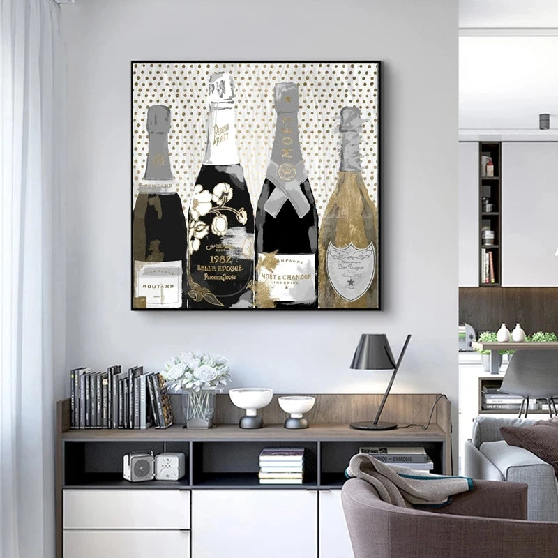 Leinwanddruck Champagnerflaschen