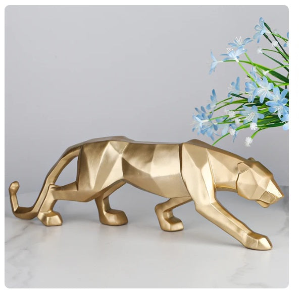 Leopardenfigur geometrisches Design gold, weiß schwarz