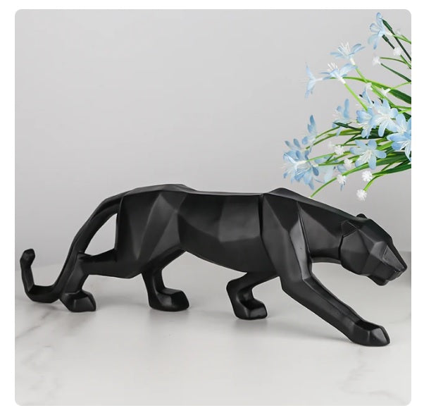 Leopardenfigur geometrisches Design gold, weiß schwarz