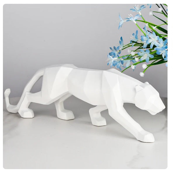 Leopardenfigur geometrisches Design gold, weiß schwarz