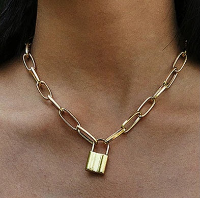 Statement Halskette Gliederkette gold Schloss