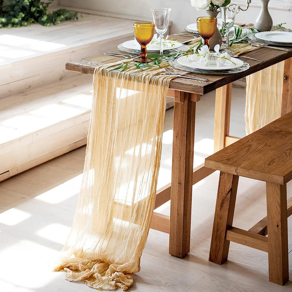 Tischläufer 90cm x 300cm grün beige Hochzeit