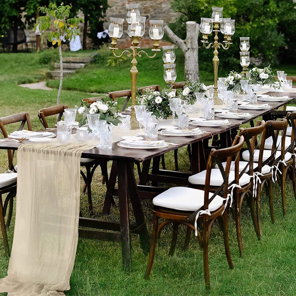 Tischläufer 90cm x 300cm grün beige Hochzeit