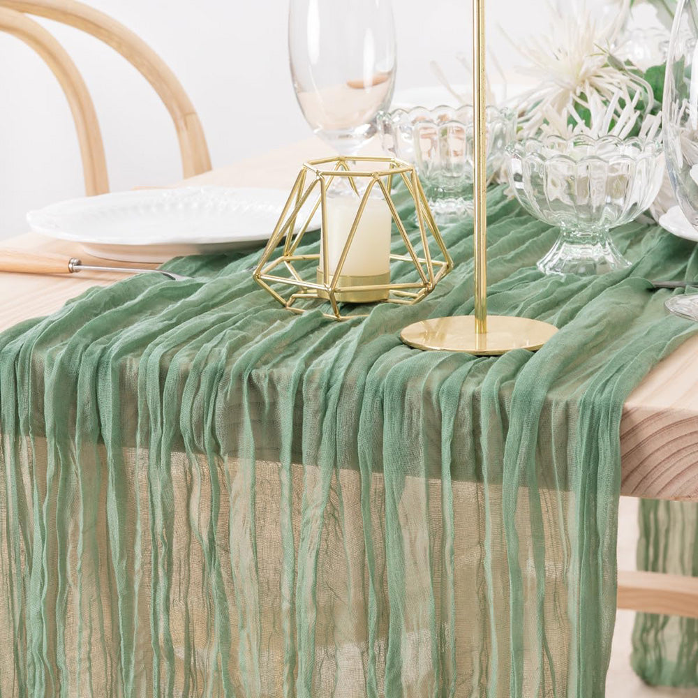 Tischläufer 90cm x 300cm grün beige Hochzeit
