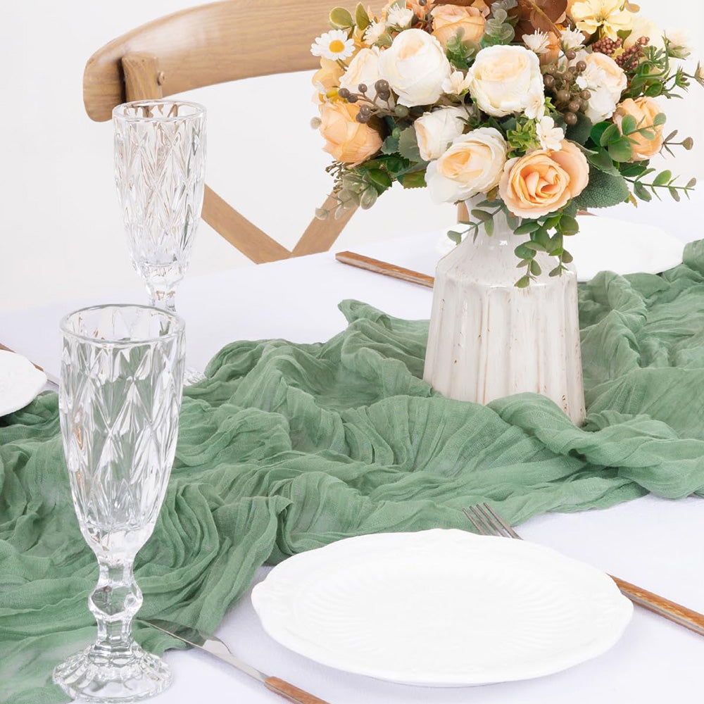 Tischläufer 90cm x 300cm grün beige Hochzeit