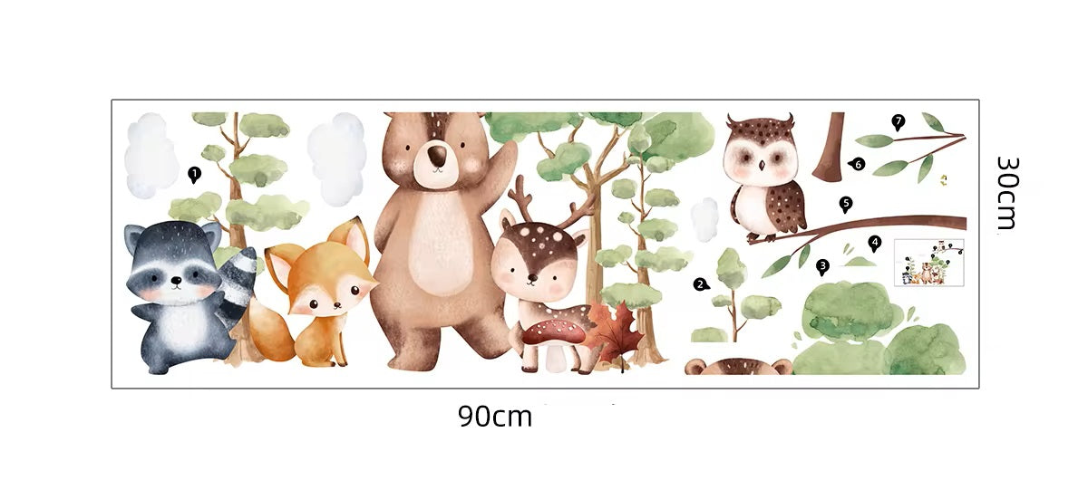 Süßes Wandtattoo Waldtiere – Perfekte Deko für das Kinderzimmer
