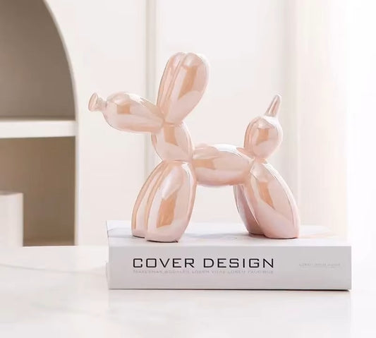 Ballonhund Skulptur Rosa 11 cm aus Kunstharz moderne Dekofigur