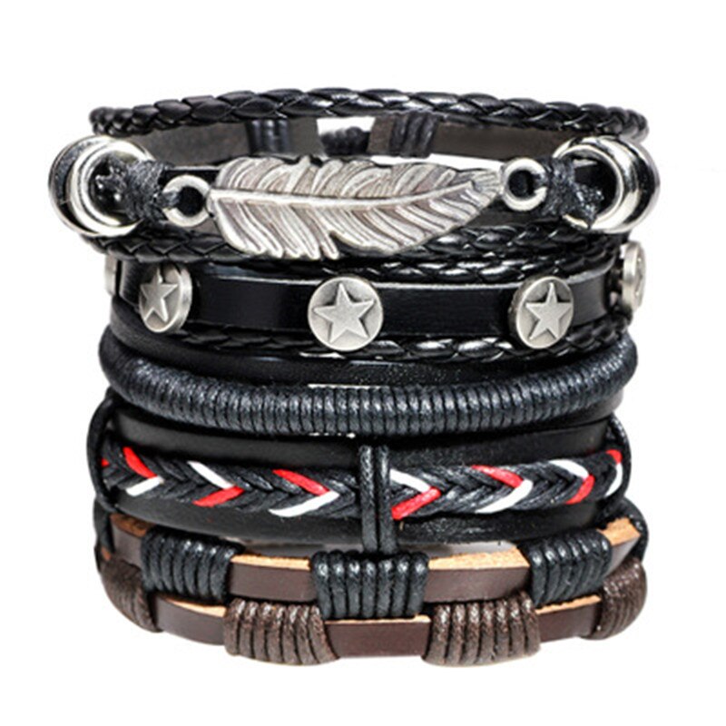 5- teiliges Armbandset Herren schwarz