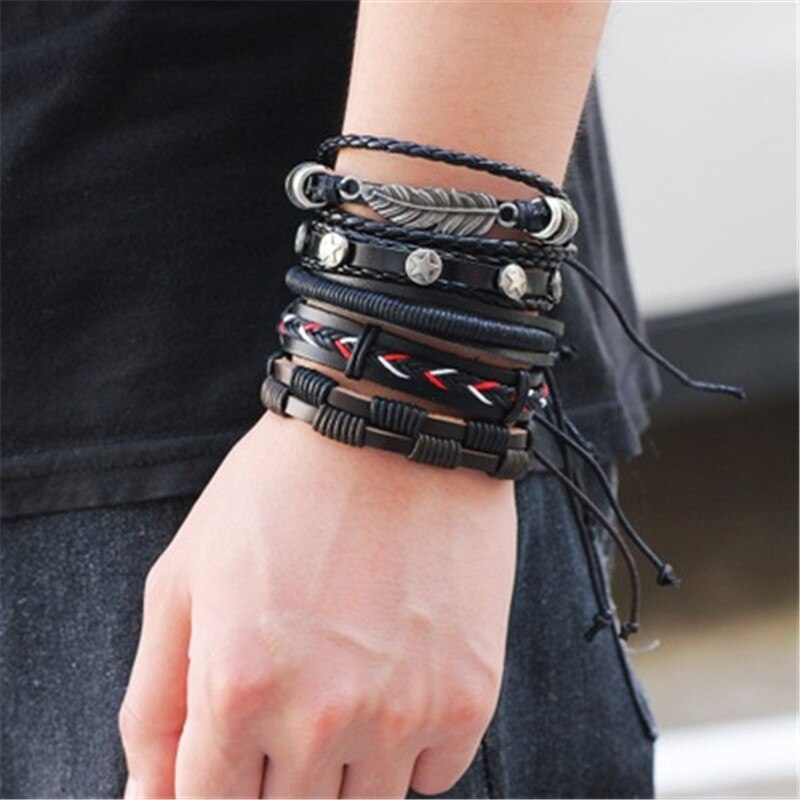 5- teiliges Armbandset Herren schwarz