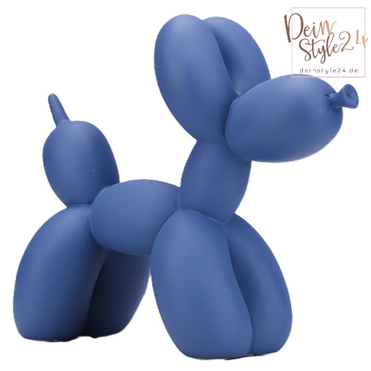 Ballonhund Statue blau matt Kunstharz Kunstwerk Figur