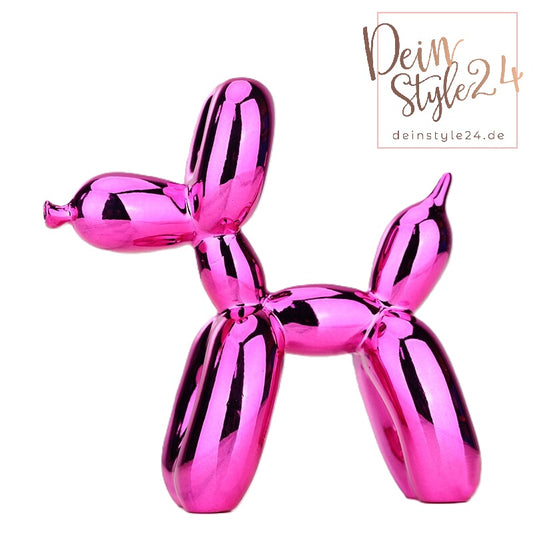 Ballonhund Statue pink/ lila  glänzend Skulptur Hund Kunst Figur