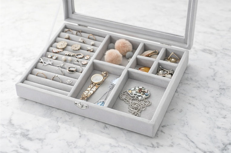Schmuckkästchen Samt – Schmuckbox für Ringe, Ohrringe & Ketten