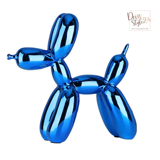 Blaue Ballonhund Figur als moderne Deko Skulptur