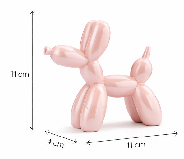 Ballonhund Skulptur Rosa 11 cm Größenvergleich in der Hand