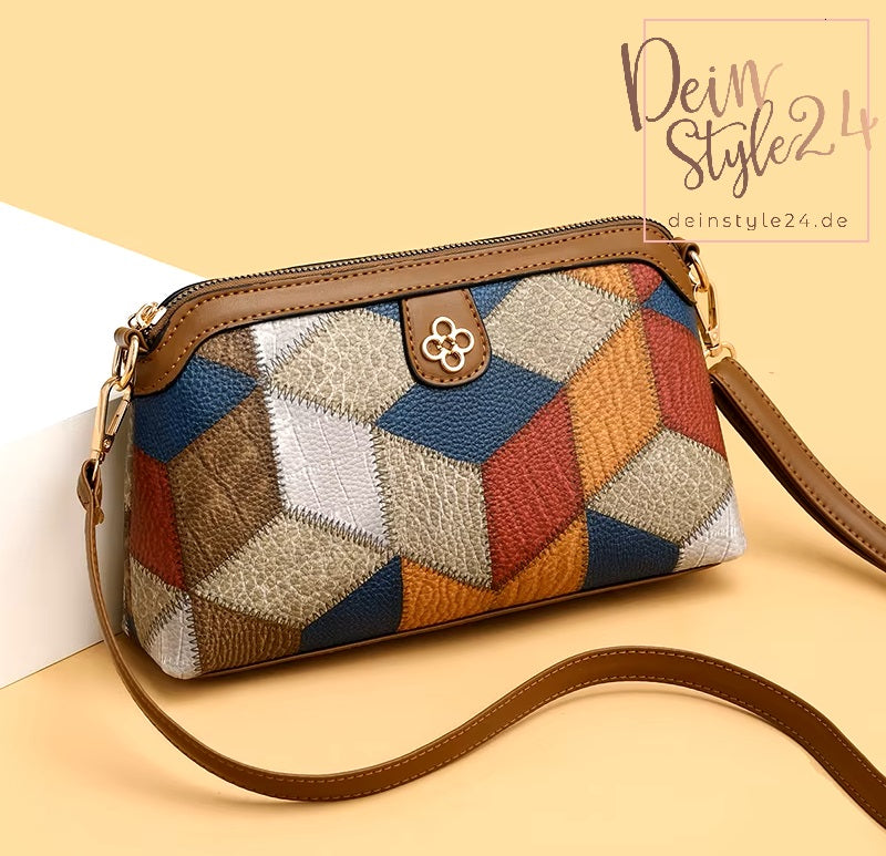 Bunte Crossbody-Tasche mit geometrischem Muster – kompakt & stylisch