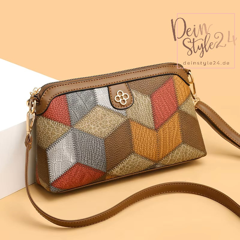 Bunte Crossbody-Tasche mit geometrischem Muster – kompakt & stylisch