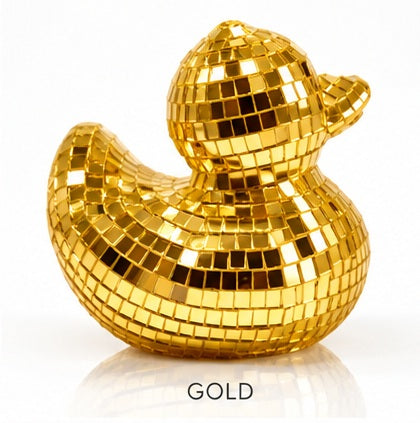 Disco Ente Dekofigur – Spiegelmosaik in Silber, Pink & Gold