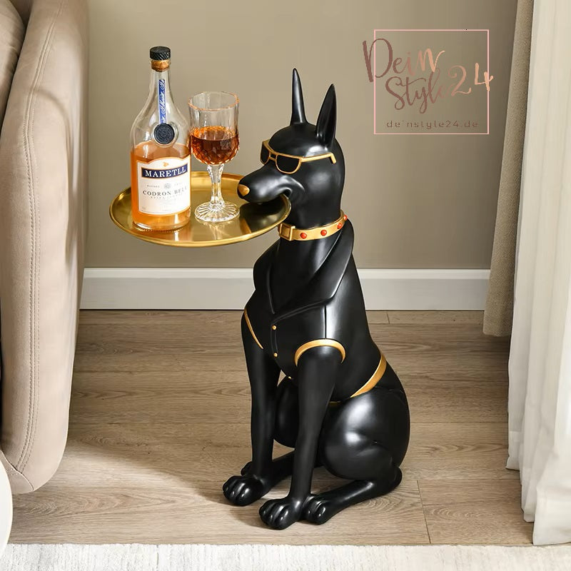 Dobermann-Butler-Statue mit Tablett – Eleganz trifft Funktionalität