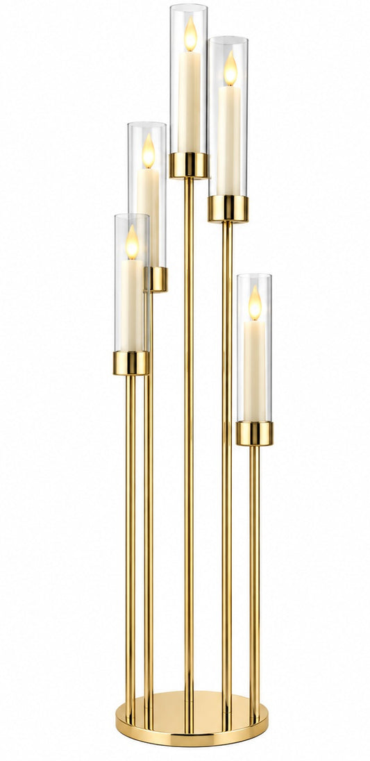 Goldener Kerzenständer 1m mit LED-Stabkerzen