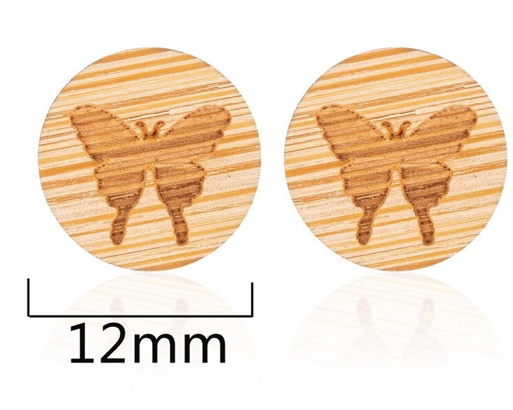 Holz Ohrringe Damen mit Schmetterlingsmotiv Ohrstecker 12 mm