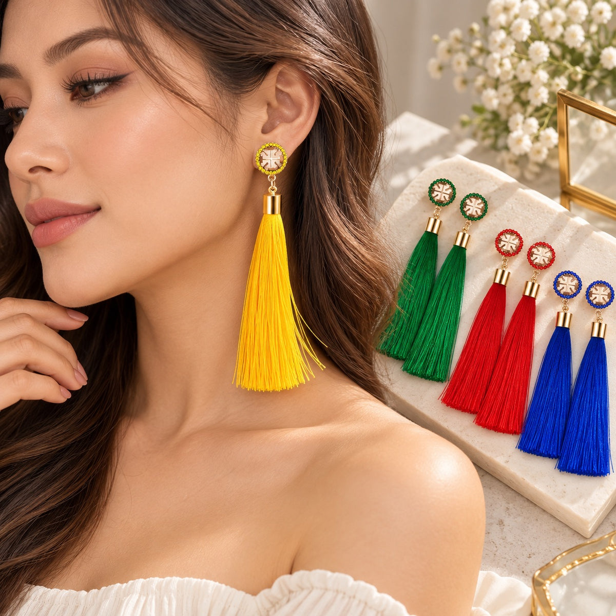 Tassel Ohrringe Damen – Quasten Ohrstecker in 4 Farben