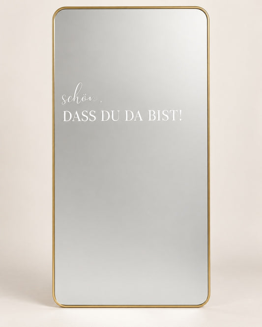 Schriftzug „Schön, dass du da bist!“ – Aufkleber für Spiegel & Willkommensschilder