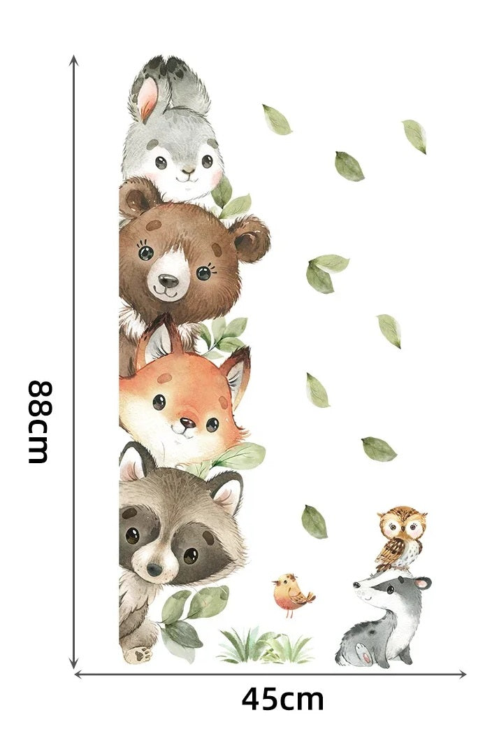 Größenübersicht des Waldtiere Wandtattoos fürs Kinderzimmer mit 88 x 45 cm