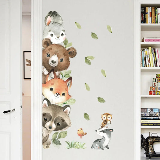 Wandtattoo Waldtiere fürs Kinderzimmer mit Bär Fuchs Hase und Waschbär in 88 x 45 cm