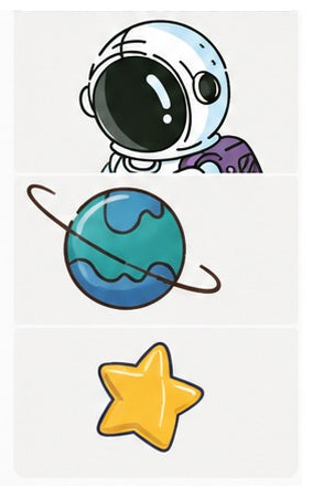 Detailansicht des Weltraum Wandtattoos mit Astronaut, Planeten und Sternen fürs Kinderzimmer